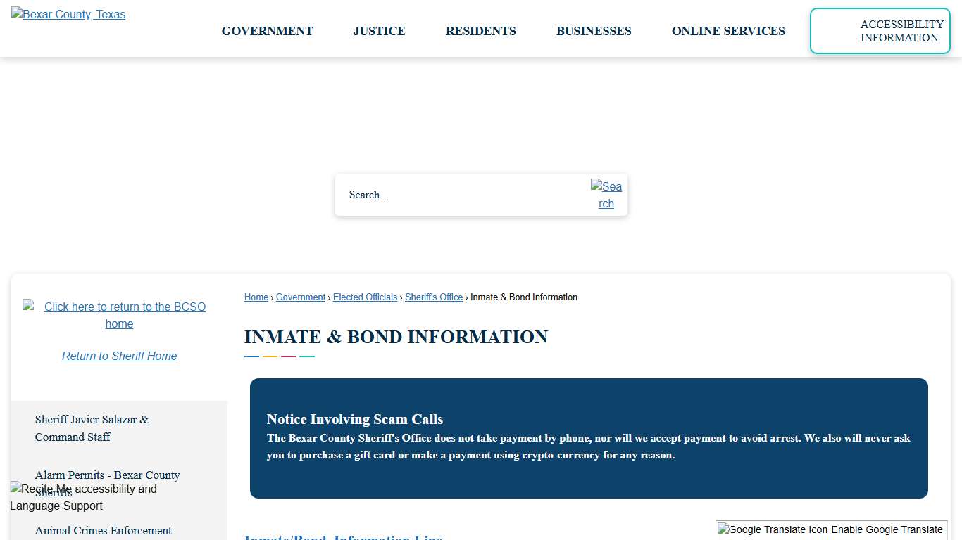 Inmate & Bond Information | Bexar County, TX - Official Website