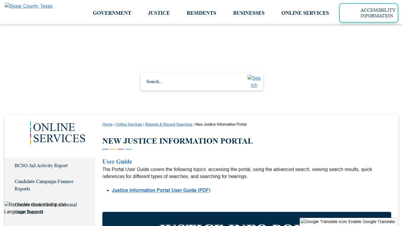 New Justice Information Portal | Bexar County, TX - Official Website